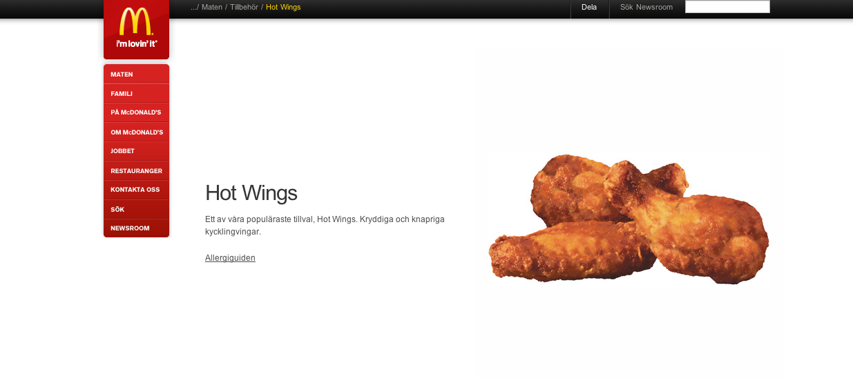 Facebook, Fjäderfän, Hot Wing, McDonalds